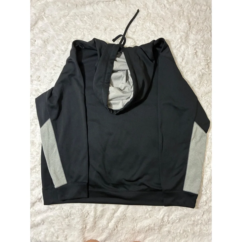Nike Mens Therma-FIT Pullover Hoodie Black Silver Swoosh Fleece Sweatshirt XXL